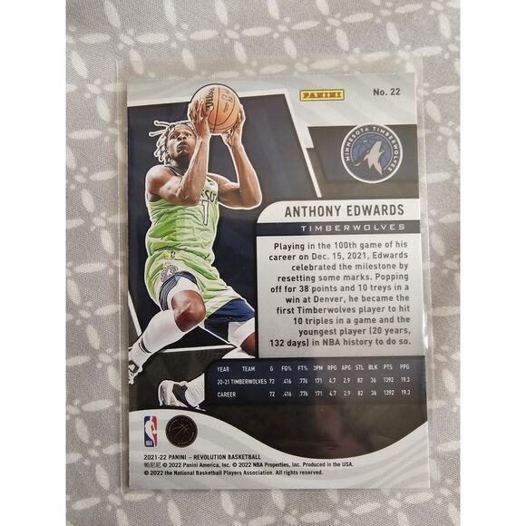 Anthony Edwards 2021-22 Panini Revolution #22 - Minnesota Timberwolves - Picture 3 of 3